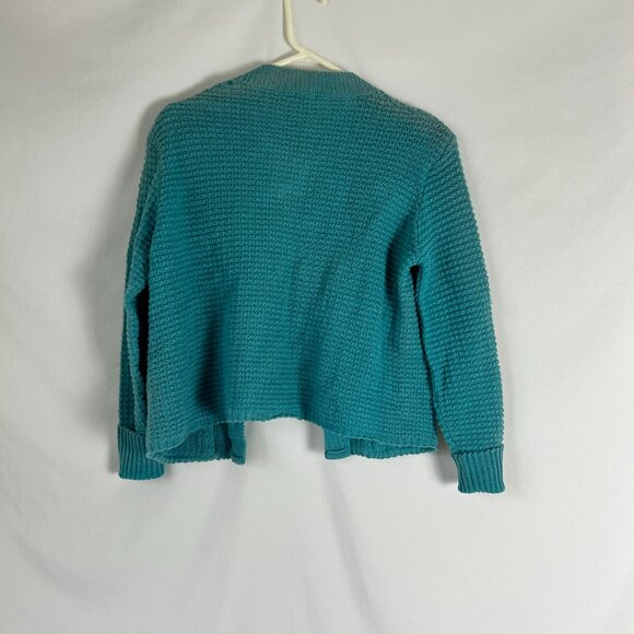 RosaLee Vintage Wool Cardigan Crewel Embroidered Turquoise L (Holes) - Picture 4 of 7